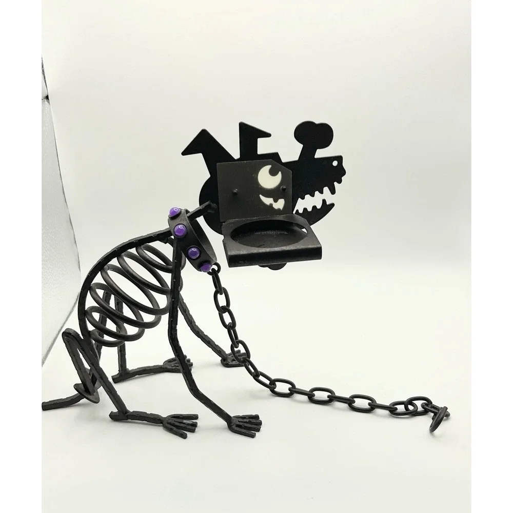 Metal Halloween Partylite "Sticks The Dog" Skeleton Candle Holder - Halloween - Picture 2 of 7